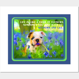 bulldog and bluebells Posters and Art